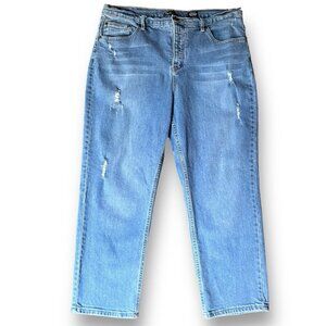 Supplies Womens Vintage Boyfriend Straight Jeans Sz 16 Blue Distressed Stretch